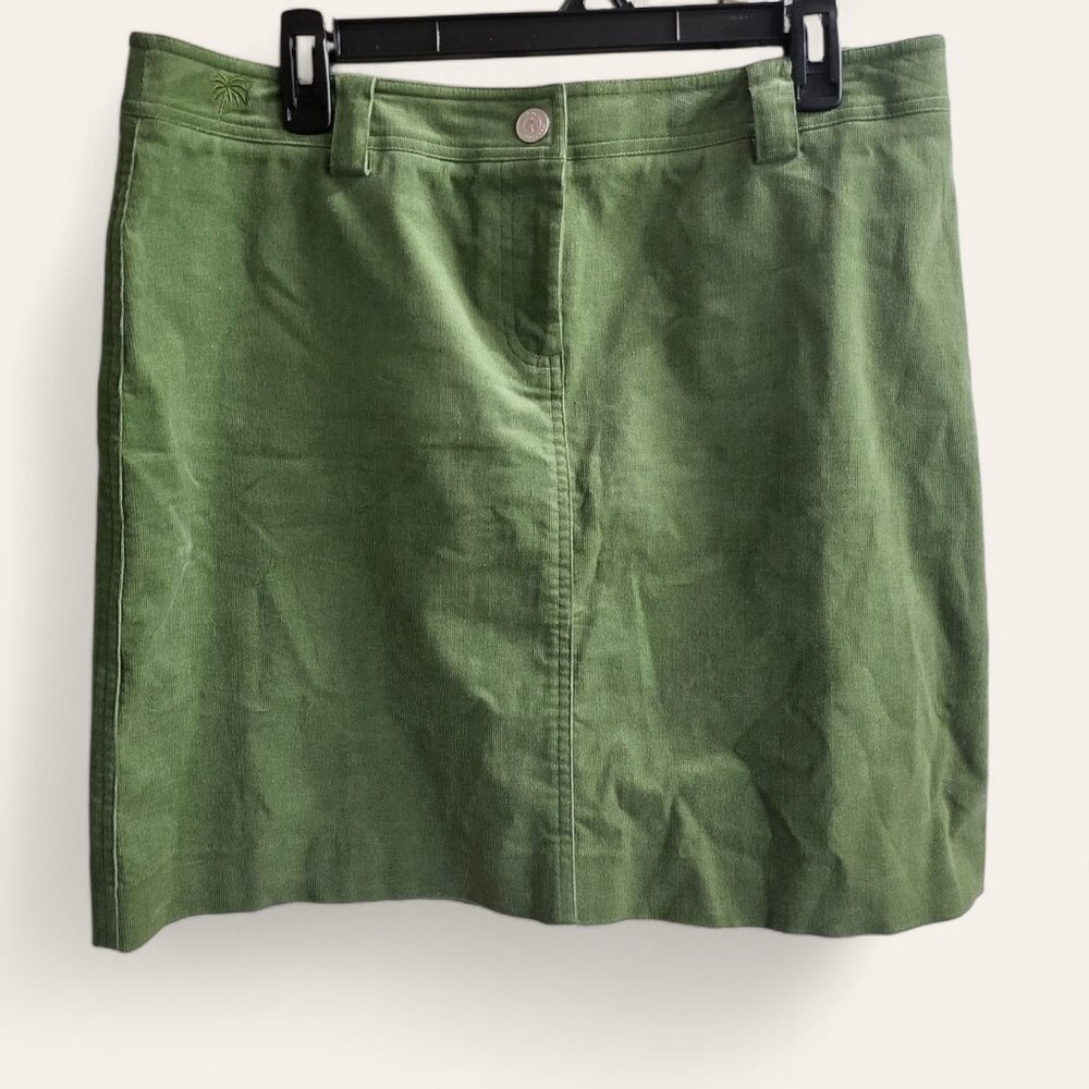Lily Pulitzer Vintage Y2K Corduroy Skirt Green Womens 12 A Line Mini